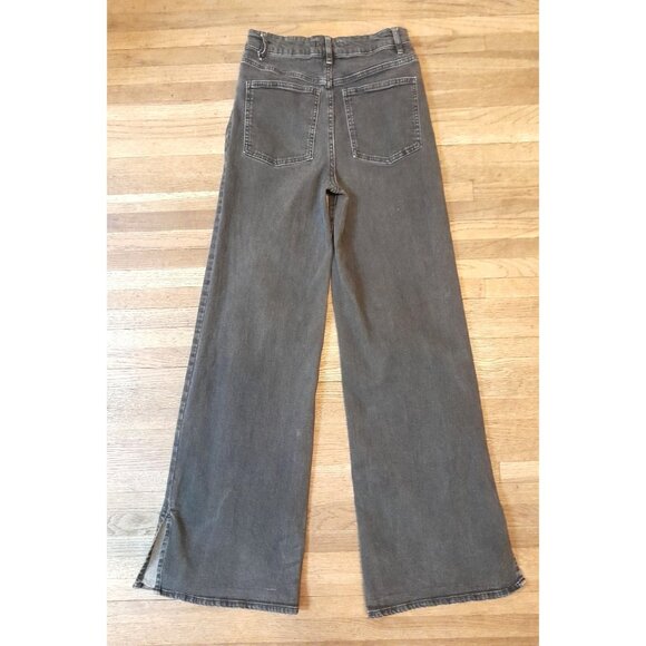 Womens High Rise Flare 70s Retro Bell Bottom Button Fly Size 7 Hippie Jeans Blk - Picture 3 of 8
